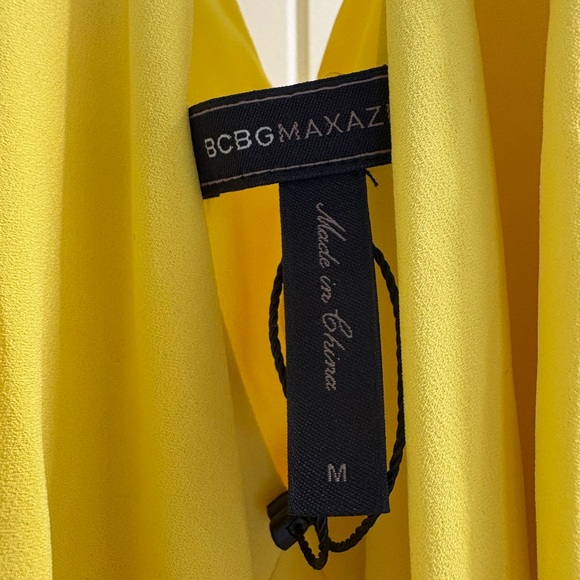 BCBGMaxAzria Bright Yellow Ruffle-Front Mini Dress - Picture 2 of 3
